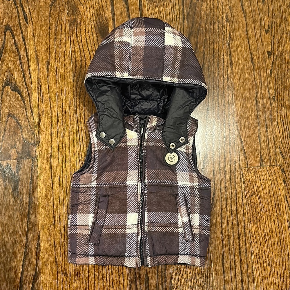 Armani Baby Plaid Puffer Reversible Vest 9m